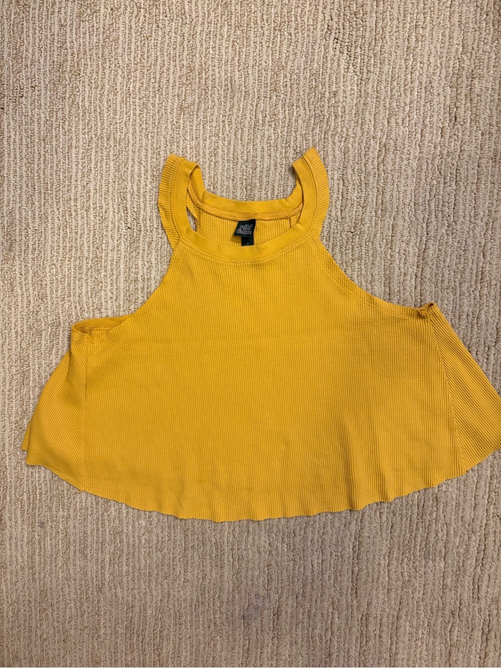 Wild Fable Yellow Waffle Knit Halter Crop Swing Top - Size Small